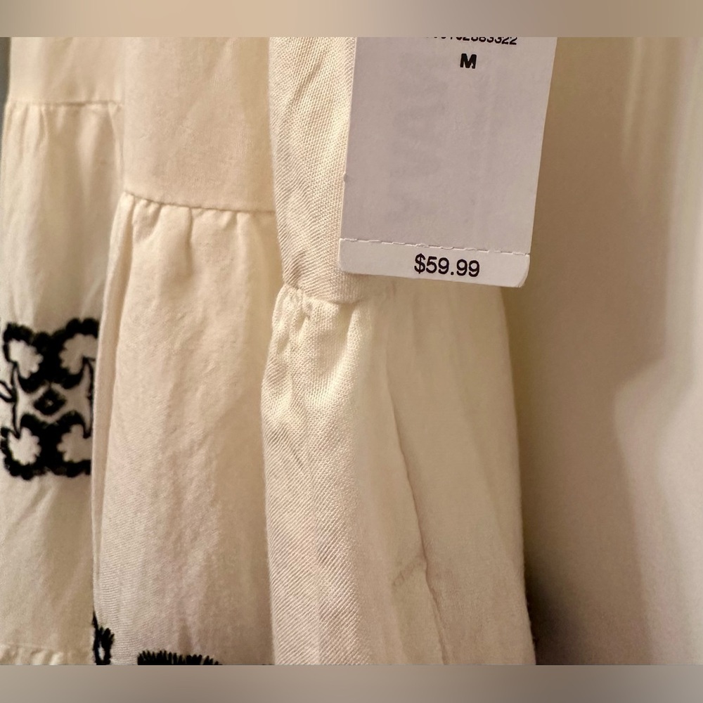 NWT Cream Embroidered Tiered Dress Size M Easter Spring Boho - Picture 7 of 9